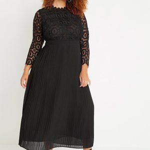 Lace Evening Dress with Pleated Skirt